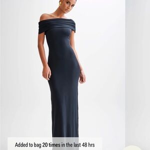 Meshki Cassandra Off Shoulder Slinky Maxi Dress - Black XS
